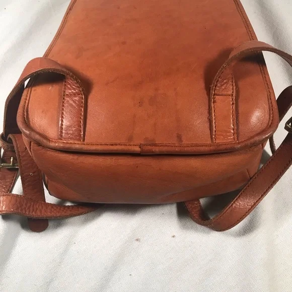 Vintage Soft Leather Brown Mini Adjustable Y2K Backpack Purse display picture 2
